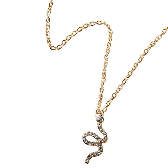 Snake Rhinestone Charm Necklace - Picture 3 of 4